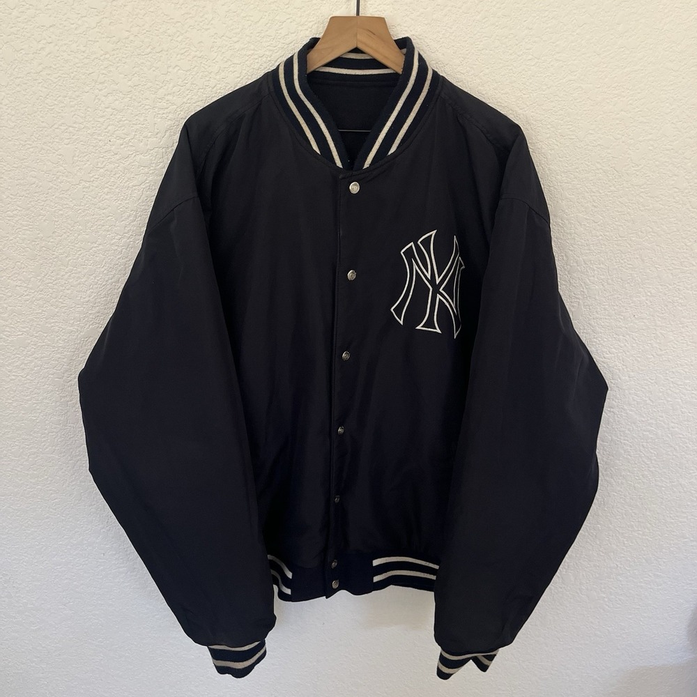 VINTAGE New York Yankees Mens Size 3XL JH Design Varsity Jacket MLB Wool Leather - Picture 3 of 16